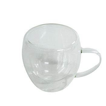 GLASSM04 Clear Double Wall Slanted Glass 250ml Coffee Mug