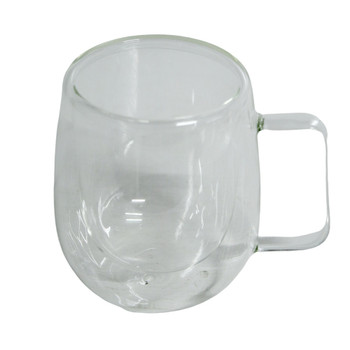 GLASSM07 Clear With Handle Glass 250ml Coffee Mug