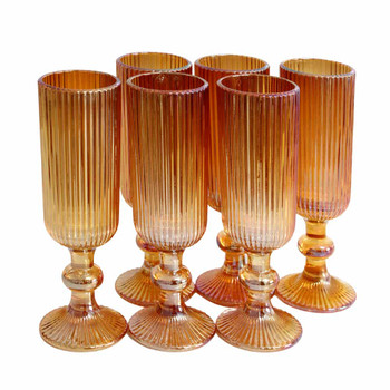 7116A Champagne Glasses Box Of 6 - Gold Lined Pattern