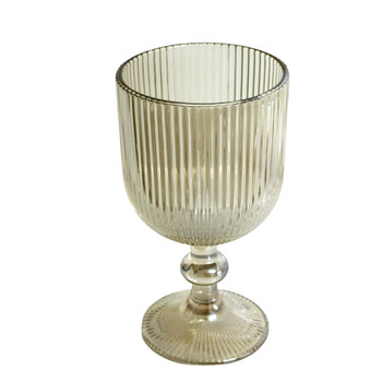 7115E Wine Glass Box of 6 - Chrome Yellow Line Pattern