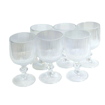 7115G Wine Glass Box of 6 - Chrome Silver Line Pattern