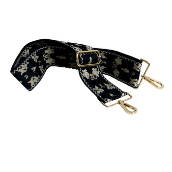 L4DD Western Inspired Bag Strap - White  And Black