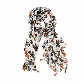 SY2313 Scarf - Beige And Butterflies