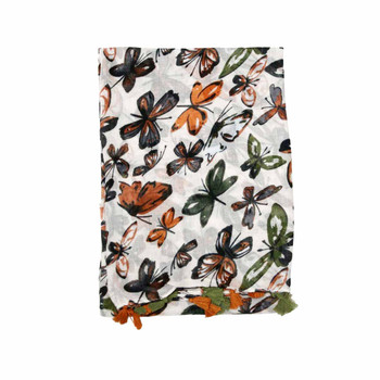 SY2313 Scarf - Beige And Butterflies