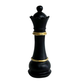LY201041E Chess Piece - Black, Gold Trimming Queen