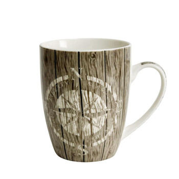 BPM3435GC Ceramic Mug - Compass, Wood Finish