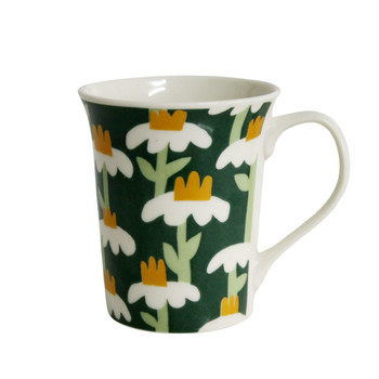 BPM5779B Ceramic Mug - Grey, White And Yellow Flowers