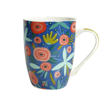 BPM4385C Boxed Gift Mug - Blue, Wild Flowers