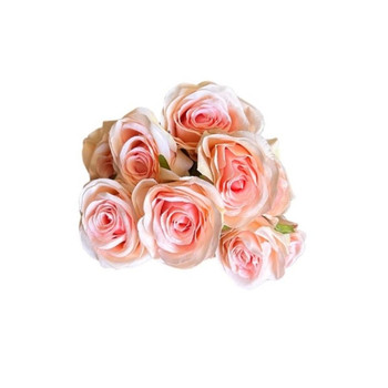 XSJ23104C Artificial Flower - Bunch of Pink Cream Roses 46cm