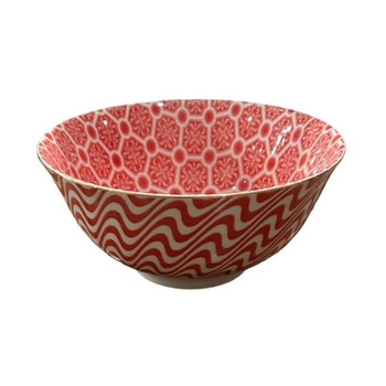 EASTB001B Eastern Bowl W15.50H7 - Orange Swirls And Dots