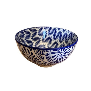 EASTBOO2K Eastern Bowl W11.50H6 - Deep Blue Swirl Leaves