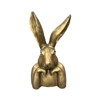 9148LB140 Large Gold Ceramic Bunny Thinking