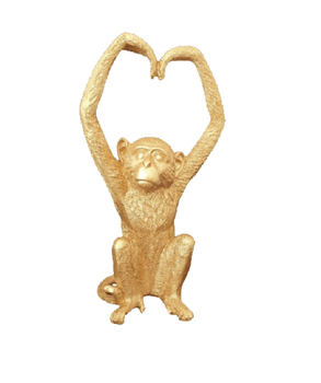 GMON01G Polyresin Gold Heart Monkey
