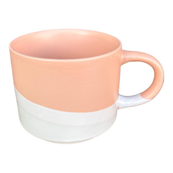 TM24ST0104025A Ceramic 17oz Mug - Coral, White And Light Grey