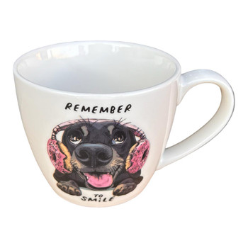 TM24ST0103864B Ceramic 18oz Mug - Smile, Rottweiler Doughnuts