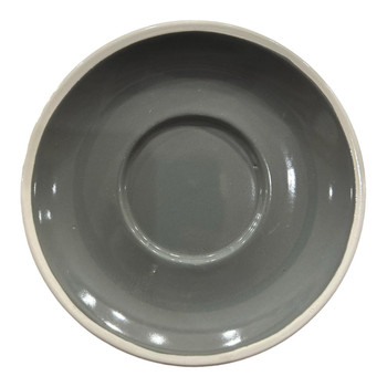 TM24ST0103952B Ceramic Cup And Saucer Set of 6 - Charcoal Saucer, White Mug