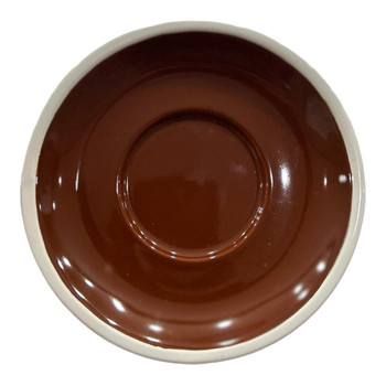 TM24ST0103952E Ceramic Cup And Saucer Set of 6 - Brown Saucer, White Mug