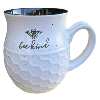 TM24ST0104066B Ceramic 19oz Mug - Bee Kind, Black Honeycomb