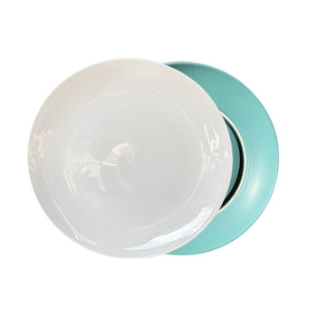 TM24ST0103970B Ceramic Dinner Plate - Teal Bottom, White Top