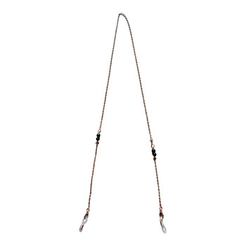 GC05 Glasses Chain - Gold Chain, Four Black Pearls