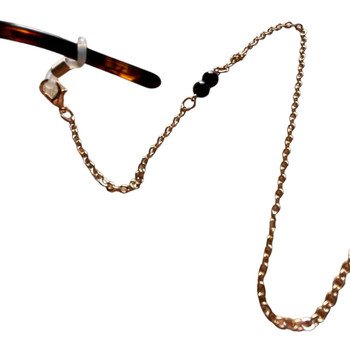 GC05 Glasses Chain - Gold Chain, Four Black Pearls