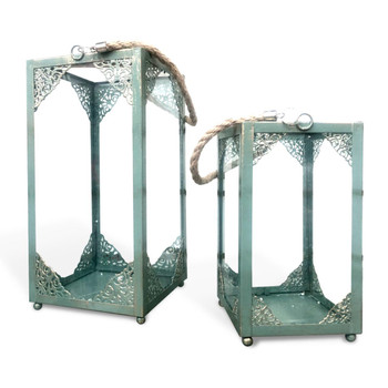 M153 Storm Lanterns Set of 2 - Weathered Green, Frills Corner