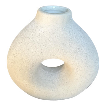 HY2027E Large Ceramic Vase - White Hollow Thick Doughnut