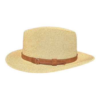 0132H1D Fedora Hat - Brown, Brown Faux Leather Band
