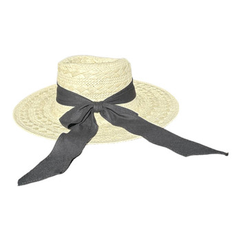 WH24F01G Hat - Diamond Faux Light Straw, Black Band