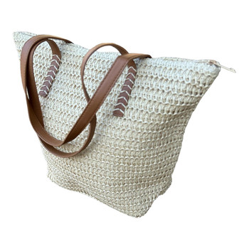 BB1A Braided Handbag - Dark Brown Faux Leather Handles BB1A Braided Handbag - Dark Brown Faux Leather Handles