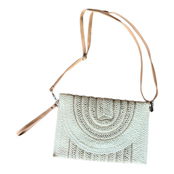 XC12E Sling Bag - White And Shiny Gold Stitching