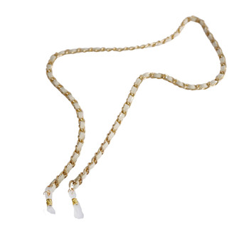 JANAA10 Glasses Chain - White Rope And Gold Chain Intertwined