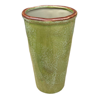 P2613873 Ceramic Long Vase - Green Rustic