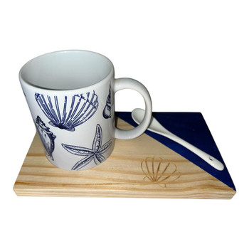 COFF12 Mug Tray With Mug - Ocean Shell