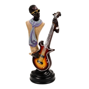 17510B Jazz Musician Figurine – Bass Guitar Player Sunglasses Purple Scarf