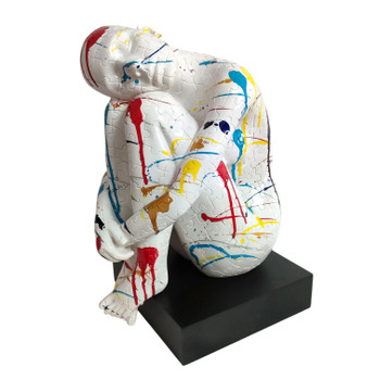 G145 Figurine - Colourful Paint White Lady Holding Legs
