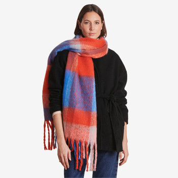 YX2501C Thick Polyester Scarf - Striped Blue And Red