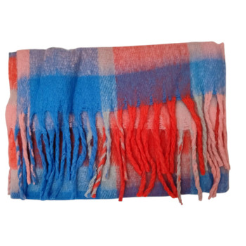 YX2501C Thick Polyester Scarf - Striped Blue And Red