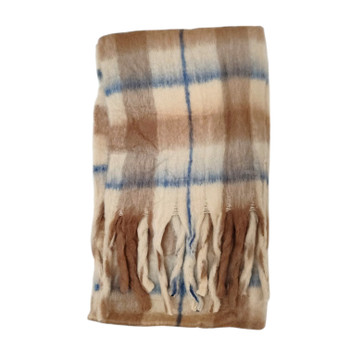 YX2505 Thick Polyester Scarf - Thick Brown And Thin Blue Stripes
