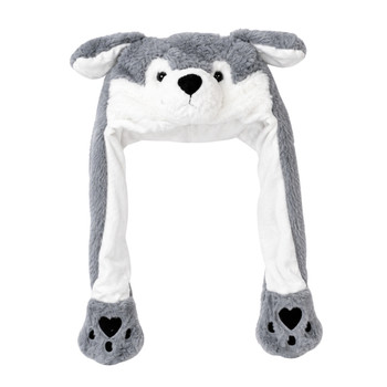 CH13 Polyester Animal Squeeze Hat - Grey Wolf