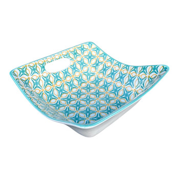 SB105D Ceramic Handled Bowl - Yellow Green Flowers.