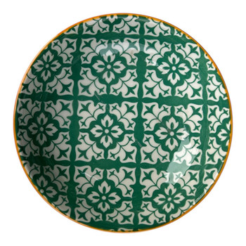 EBOWL55L Ceramic 14cm Bowl - Green White Grid