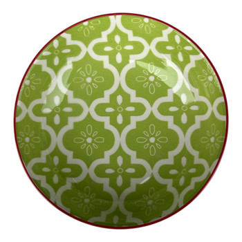 EBOWL55G Ceramic 14cm Bowl - White On Green Flare