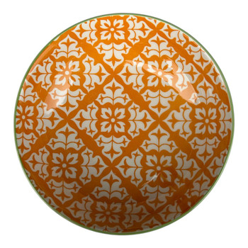 EBOWL55B Ceramic 14cm Bowl - White On Orange Flare
