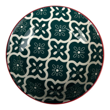 EBOWL55H Ceramic 14cm Bowl - White On Deep Green Flare