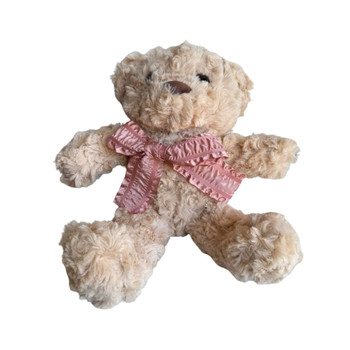 SWK32CB Soft Toy 32cm - Light Brown Bear Pink Bow
