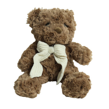SWK32EB Soft Toy 32cm - Brown Bear White Knitted Bow
