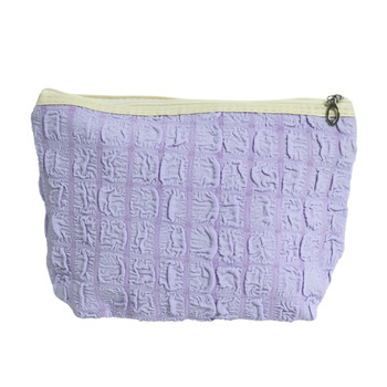 MUB331A Polyester Textured Fabric Zip Pouch - Lilac