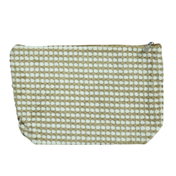 MUB334B Textured Zip Pouch - Beige And White