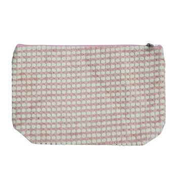 MUB334C Textured Zip Pouch - White And Pink